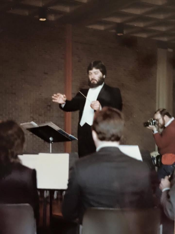 Conducting the first RUAWS concert - Photo courtesy of Peter Del Vecchio